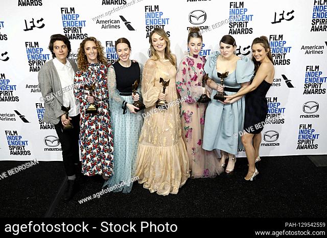 Chelsea Barnard, Jessica Elbaum, Katie Silberman, Olivia Wilde, Kaitlyn Dever, Beanie Feldstein and Billie Lourd (best debut film 'Booksmart') at the photocall...
