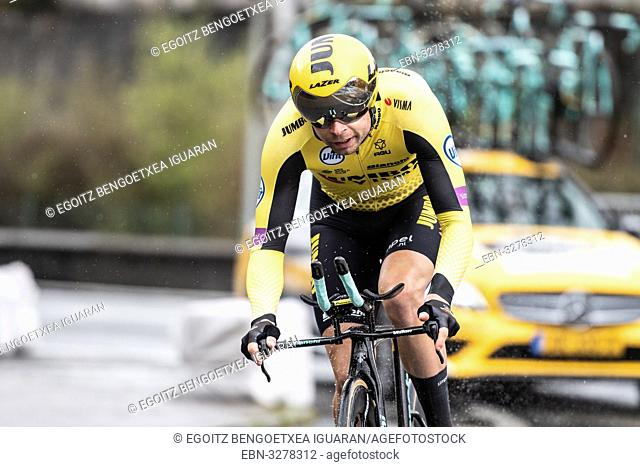 Bert Jan Linderman at Zumarraga, at the first stage of Itzulia, Basque Country Tour. Cycling Time Trial race