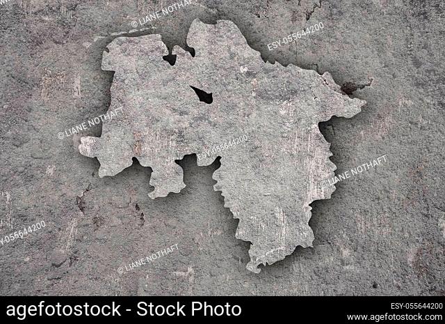 Map of Lower Saxony on weathered concrete