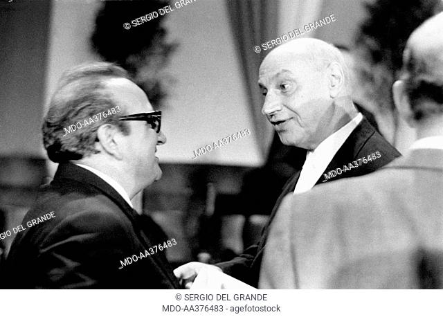 Giovanni Ansaldo with Vasco Pratolini. The Italian journalist Giovanni Ansaldo talking to the Italian writer Vasco Pratolini