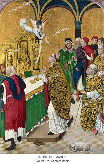 The Mass of Saint Hubert. Shutter from the Werden Altarpiece. Master of the Life of the Virgin, (Workshop) (active 1463-1490). Oil on canvas. Gothic