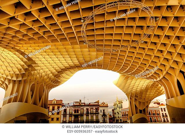 The Mushrooms Metropol Parasol Seville Andalusia Spain. World's largest wooden structure. Completed in 2011 designed by Jurgen Mayer-Hermann