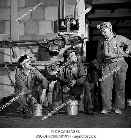 Miners Having Lunch in Machine Shop, Montour No. 4 Mine of Pittsburgh Coal Company, Pittsburgh, Pennsylvania, USA, John Collier for Office of War Information