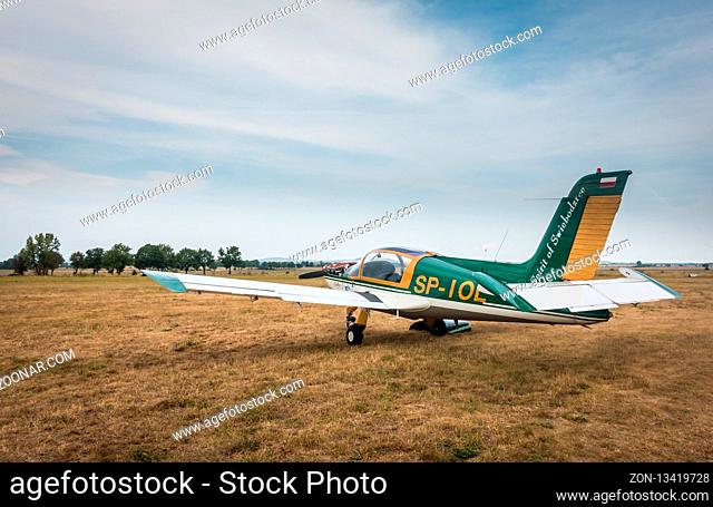 Swiebodzice, Poland - August 2018 : Small plane preparing for take off during air show