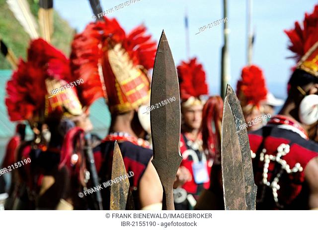 Details of the dresses of the Yimchunger tribe at the Hornbill Festival, Kohima, Nagaland, India, Asia