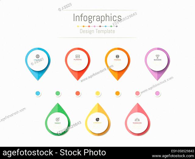 Infographic design elements for your business data with 7 options, parts, steps, timelines or processes. Vector Illustration