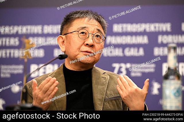 18 February 2023, Berlin: Zhang Lu, director and screenwriter, speaks at the press conference for the film ""Bai Ta Zhi Guang"" (The Shadowless Tower) at the...
