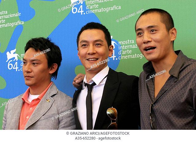 08-09-2007 - 64th Venice International Film Festival - Film 'Tiantang kou' (Blood Brothers): actors Chang Chen, Daniel Wu and Liu Ye