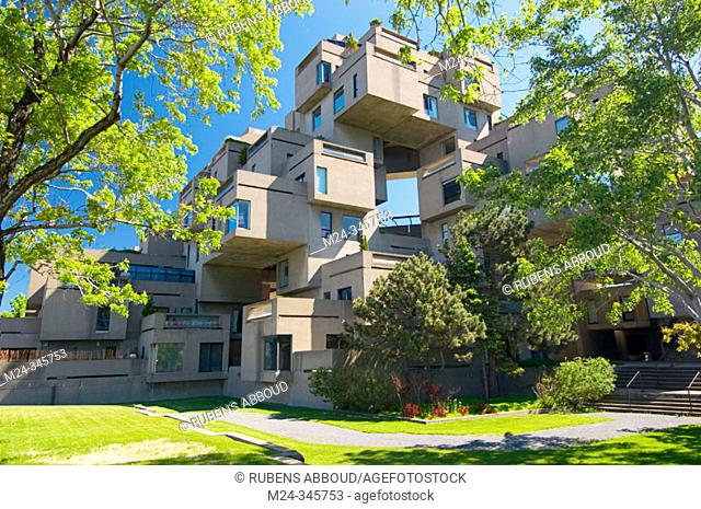 Habitat 67, this is a housing complex designed by architect Moshe Safdie and built for Expo 67. Montreal. Quebec, Canada
