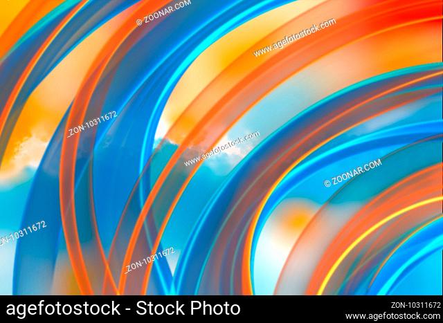 abstract red and blue wavy smoke flame over cloud background