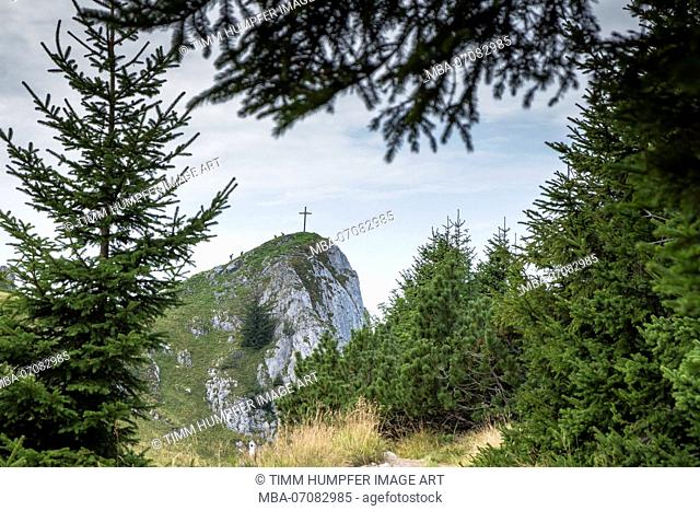 Germany, Bavaria, Bavarian Alpine Foreland, Lenggries, view to the Vorderer Kirchstein during the crossing from the Brauneck to Benediktenwand (mountain)