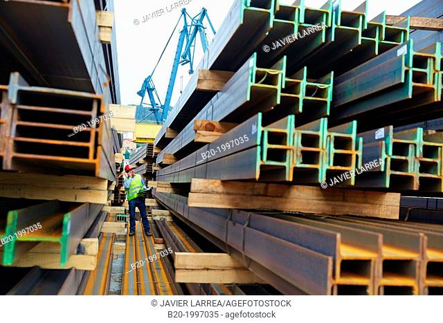 Steel Girders, Siderurgical products, Pasajes Port, Gipuzkoa, Basque Country, Spain