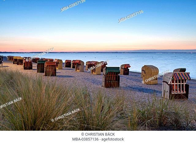 Beach chairs on the beach of Niendorf, Timmendorfer beach, Schleswig - Holstein, Germany
