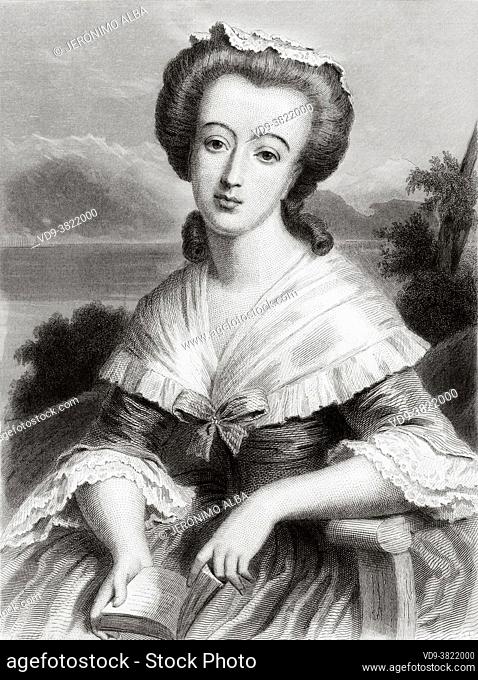 Portrait of Madame Necker. Suzanne Curchod (1737-1794) was a French-Swiss salonist and writer. She hosted one of the most celebrated salons of the Ancien Régime