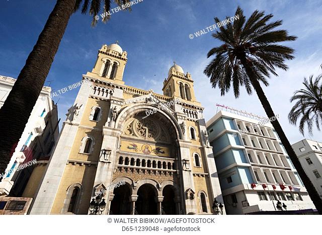 Tunisia, Tunis, Avenue Habib Bourguiba, Cathedral of St  Vincent de Paul