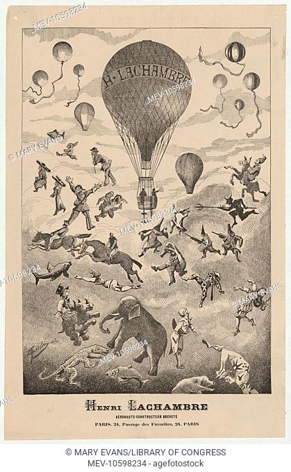Henri Lachambre, aeronaute-constructeur brevete, Paris. 24, Passage des Favorites, 24. Paris. Advertisement for aeronaut and balloon manufacturer Henri...