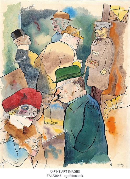 Twilight. Grosz, George (1893-1959). Watercolour and ink on paper. Expressionism. 1922. Germany. Thyssen-Bornemisza Collections. 52, 3x40, 5. Genre