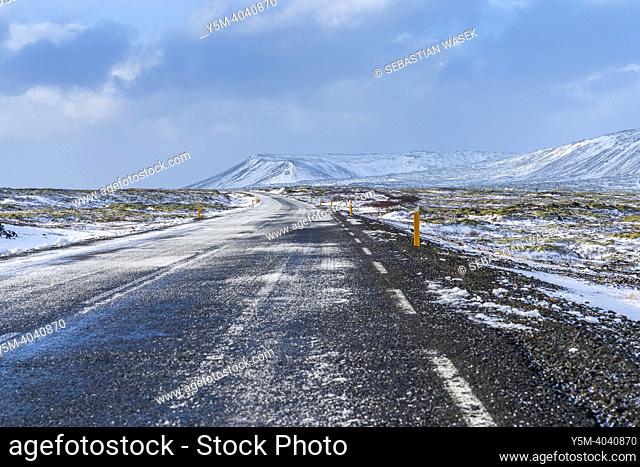 Winter Icelandic Road Trip near Herdisarvik, Southern Region, Iceland, Europe
