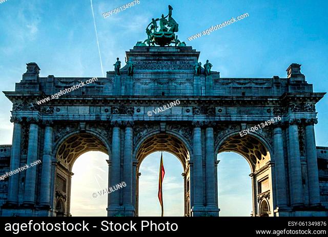 View of the Cinquantenaire Arch constructed in 1905, located in the Cinquantenaire Park(French for ""Fiftieth Anniversary"")