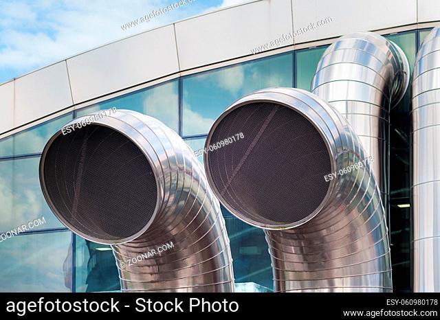 Stainless steel pipes. Air exchange ducts, underground constructions. Parking lots, underground warehouses