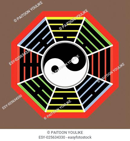 Yin Yang symbol and Map the eight symbol of Taoism