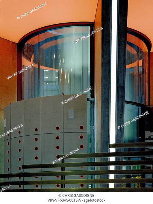 RADISSON SAS HOTEL, BERLIN, GERMANY, VIRGILE AND STONE ASSOCIATES LTD, INTERIOR, GLASS ELEVATOR SHAFT CROSS SECTON