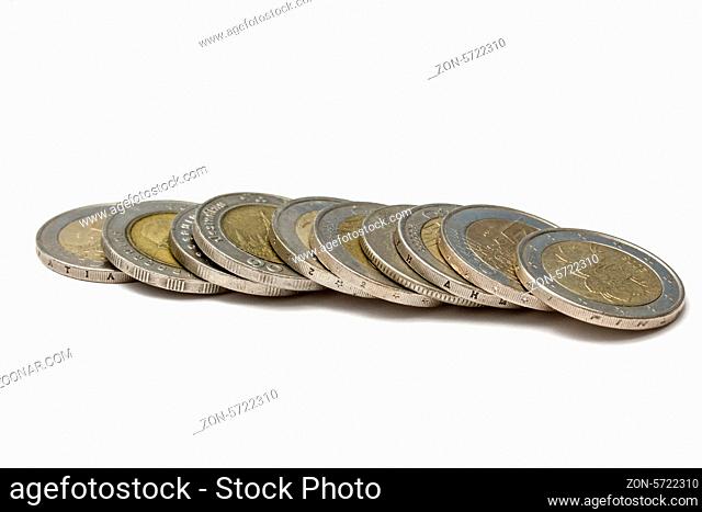 Euro coins isolated on white background
