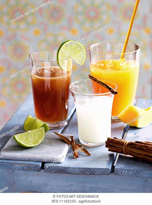 Three Mexican drinks with tequila