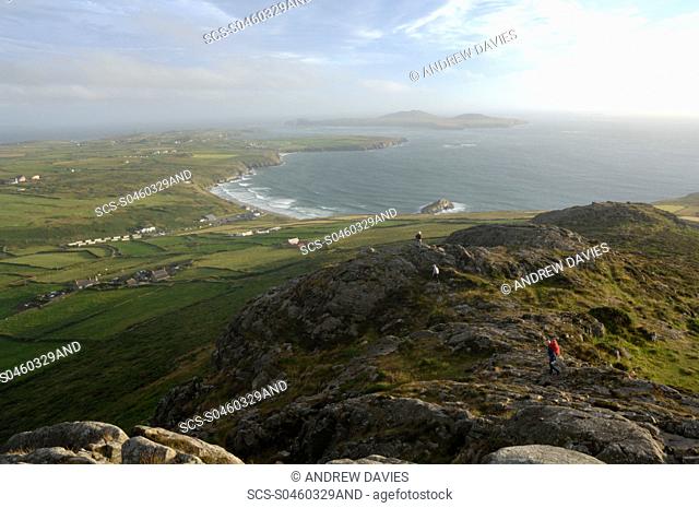 View of Whitesands Bay and Ramsey Island from Carn Llidi, Wales, UK