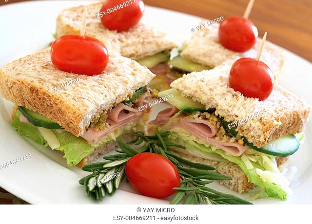 Tasty club sandwich on wholewheat bread