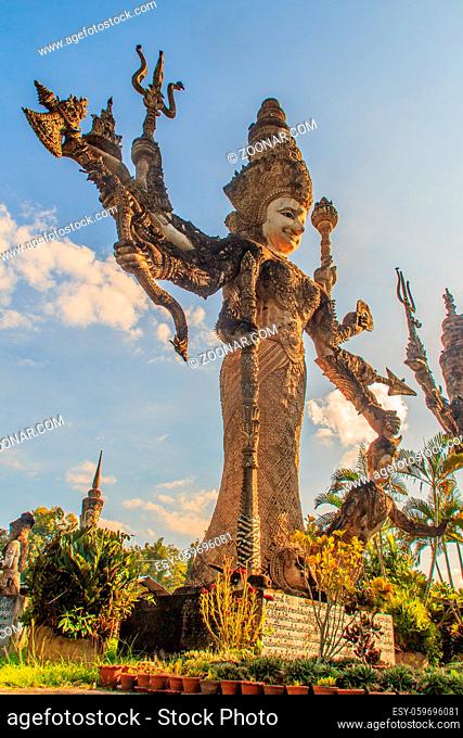 Sala Keoku, the park of giant fantastic concrete sculptures inspired by Buddhism and Hinduism. It is located in Nong Khai, Thailand