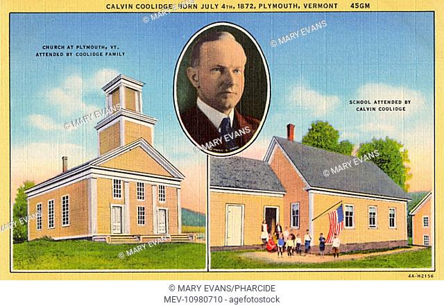 Church and school attended by US President Calvin Coolidge (1872-1933) and his family, Plymouth, Vermont, USA