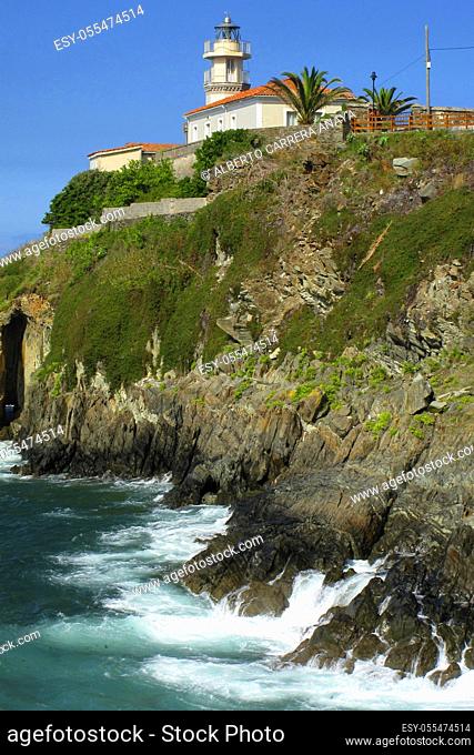 Cudillero's Ligthhouse, cliffs and huge rocks, Cudillero, Asturias, Spain, Europe