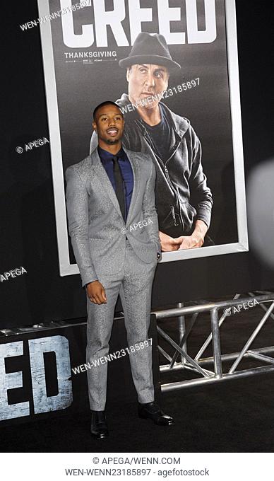 World premiere of 'Creed' at the Regency Village Theatre - Arrivals Featuring: Michael B. Jordan Where: Los Angeles, California
