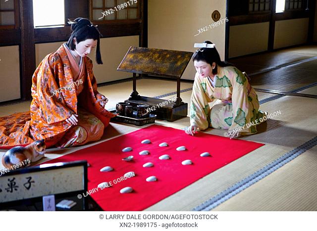 Kaiawase - Traditional Shell Game Exhibit at Himeji Castle. Japan