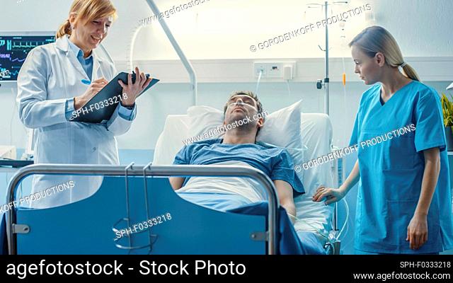 Patient lying on a hospital bed