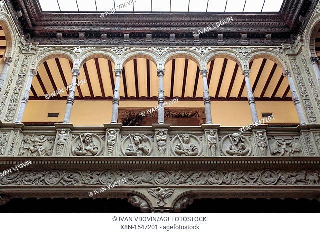 Renaissance interior of Patio de la Infanta, Zaragoza, Aragon, Spain