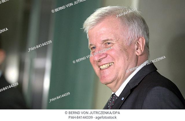 Horst Seehofer, CSU leader and State Premier of Bavaria, gives a statement following a meeting of Union (CDU/CSU) party leaders in the German Bundestag...