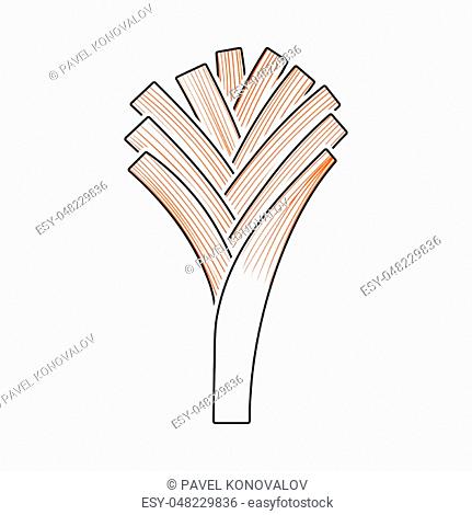 Leek Onion Icon. Thin Line With Orange Fill Design. Vector Illustration