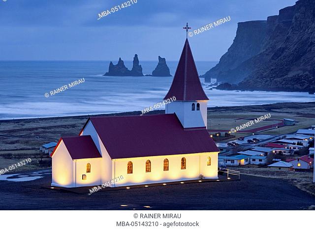 Church in Vik, Reynisdrangar, South Iceland, Iceland