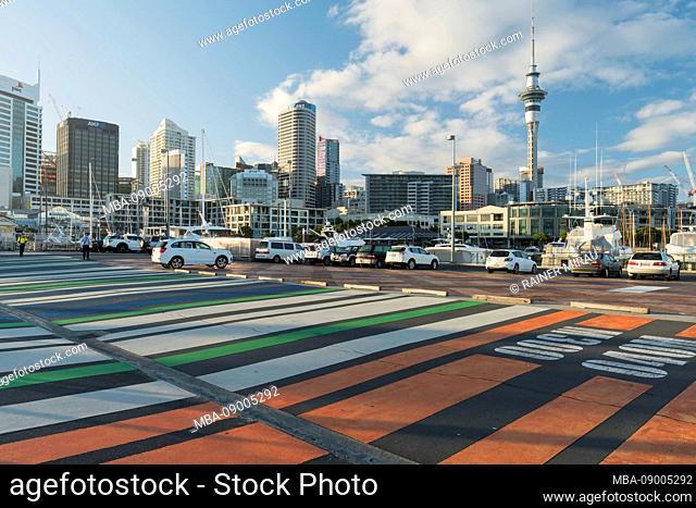 Winyard Crossing, Viaduct Basin, Sky Tower, Auckland, North Island, New Zealand, Oceania