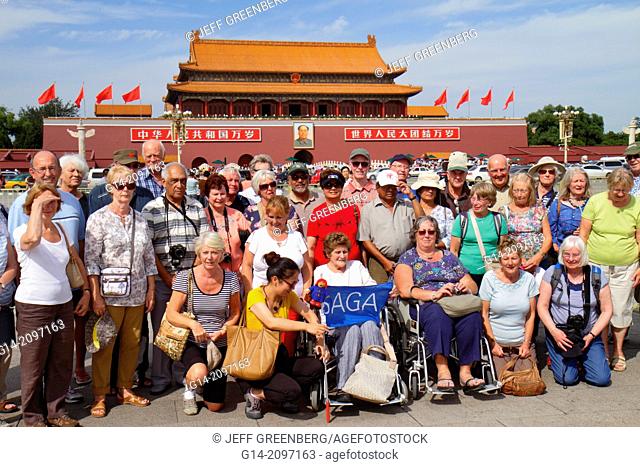 China, Beijing, Dongcheng District, Chang'an Avenue, Tian'anmen, Tiananmen Square, Imperial City, Chinese characters hànzì pinyin, gate, Mao Zedong portrait