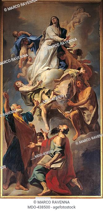 The Virgin Mary of the Assumption, St Peter, St Paul and St John, by Francesco Pavona, 18th Century, . Italy, Emilia Romagna, Bologna, Sanctuary of San Luca