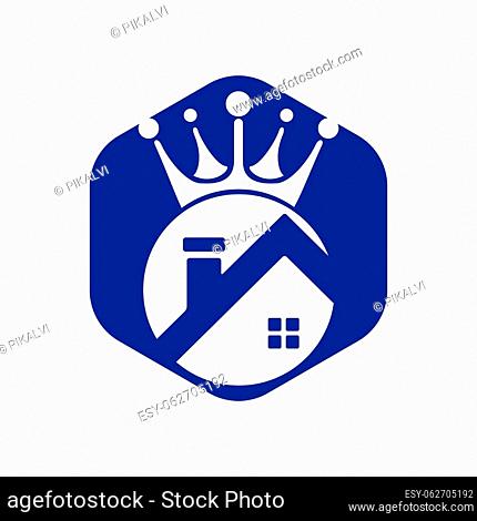 Home king vector logo design. Creative home and crown vector logo design concept