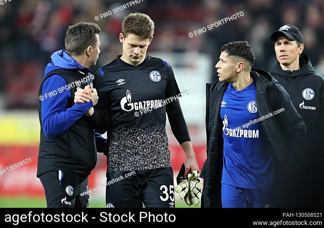 firo: 29.02.2020 Football, 2019/2020 1.Bundesliga: 1.FC Cologne Koeln - FC Schalke 04 Alexander Nubel with Harit disappointed, disappointed, | usage worldwide