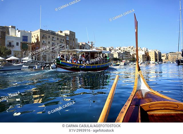Birgu channel, Three Cities. Valletta, Malta