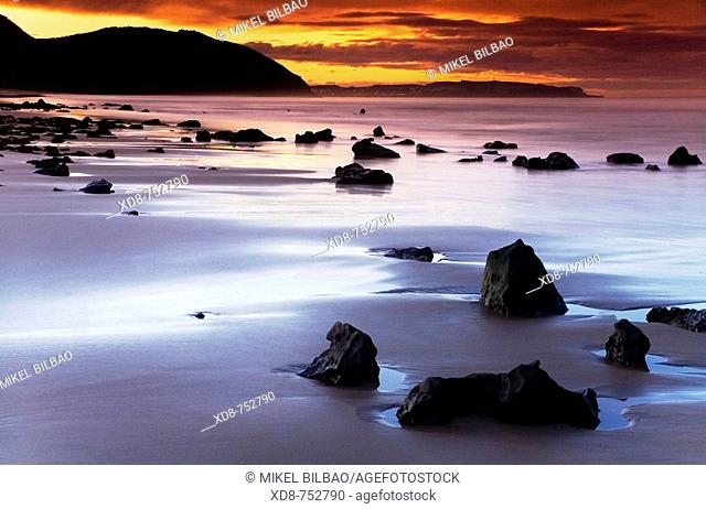 Beach at sunset, Berria beach, Santoña, Cantabria, Spain