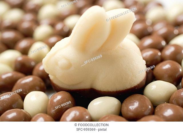 Marzipan Easter Bunny on chocolate eggs