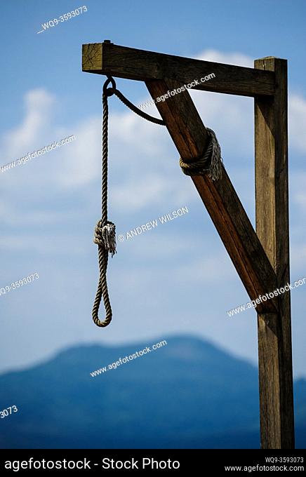 The gallows at the Natzweiler-Struthof German concentration camp located in the Vosges Mountains close to the Alsatian village of Natzwiller
