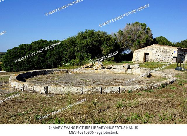 SPAIN, Balearic Islds., Menorca, Torralba d'en Salort: Prehistoric excavation, megalith circle